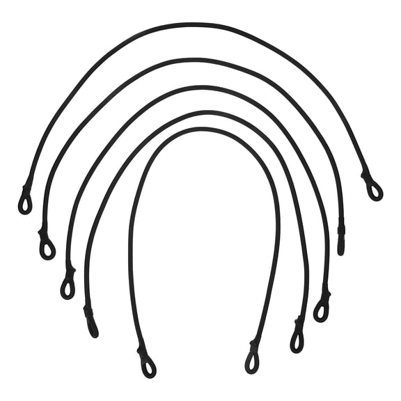 FOMIYES 5-Pack Heavy Duty Bungee Cords for Outdoor Use, Black Nylon Round Shape, Ideal for Trampoline Net Securing