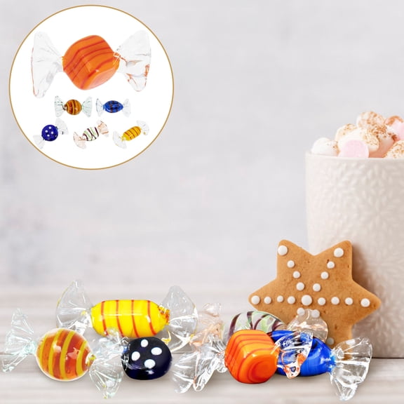 FOMIYES Set of 6 Decorative Artificial Candy Glass Pieces for Tabletop and Home Decor, 1.4 x 0.6 x 0.4 Inches Each