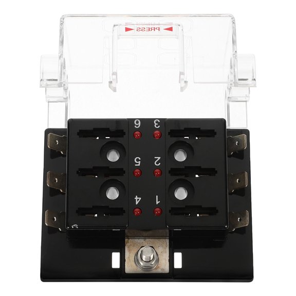 FOMIYES 6 Way Fuse Block with LED Lights and Overload Protection for Car Black Plastic Automotive Fuse Panel