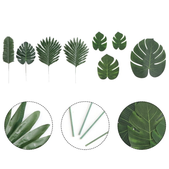 FOMIYES 60 Pieces Artificial Palm Leaves Branches for Tropical Beach Party Decor and Home Decoration