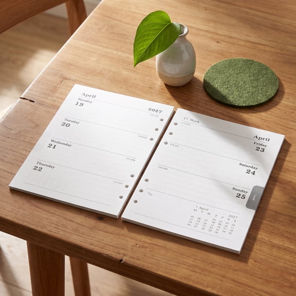 FOMIYES 2027 A5 White Lightweight Refillable Daily Planner Paper Inserts 64 Sheets
