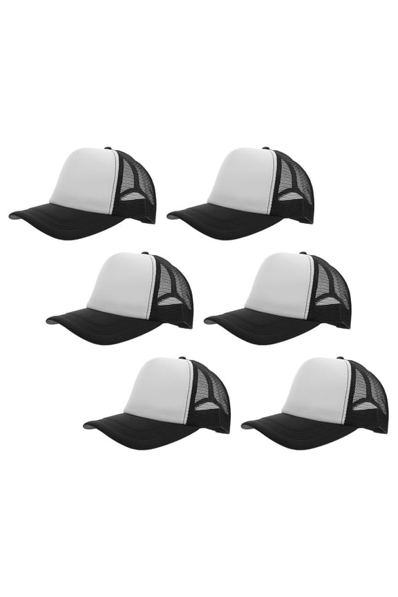 6-Pack Black Mesh Back Baseball Caps Blank Hats for Custom Logo Printing and Embroidery