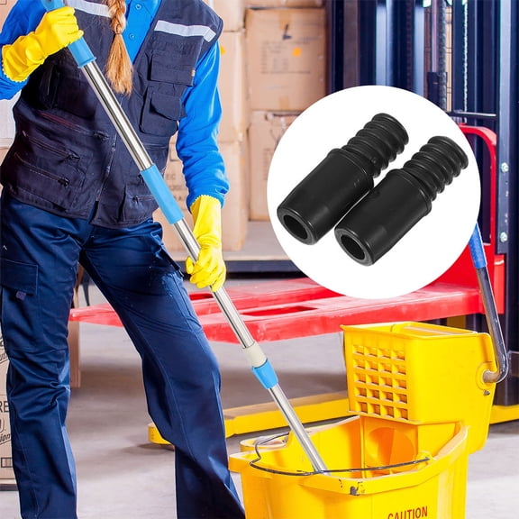 FOMIYES 6Pcs Black Threaded Tip Replacement for Broom Handle Suitable for Rod Mop and Brush Poles