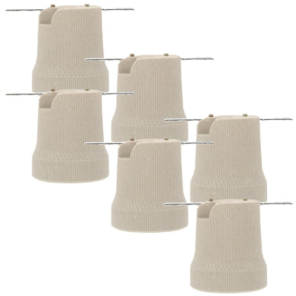 FOMIYES 6Pcs Ceramic Heat Lamp Fixture Beige Lamp Holder Base Replacement Lighting for Homeowners