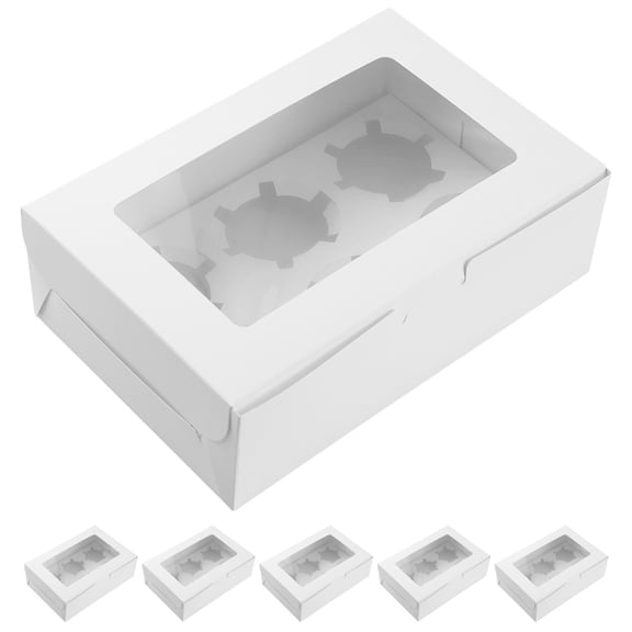 FOMIYES 6Pcs Cupcake Boxes Clear Window Bakery Box with 6 Hole Inserts Cake Packaging Boxes