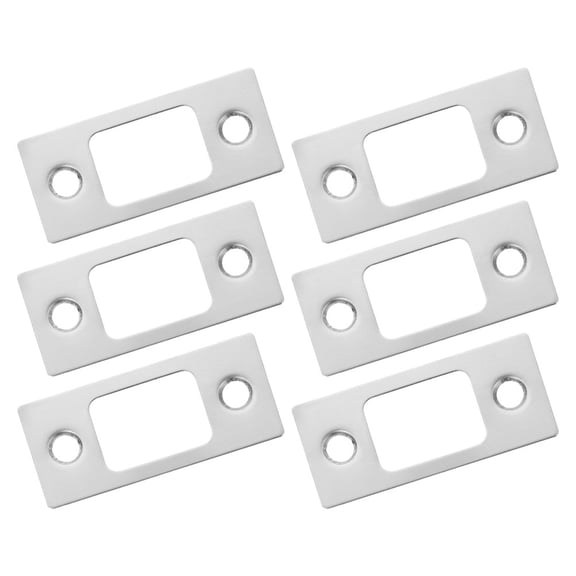 FOMIYES 6Pcs Easy Install Adjustable Deadbolt Strike Plate Plated Silver Steel for Sliding and Storm Door Security