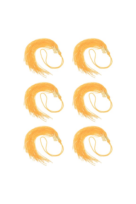 6Pcs Academic Graduation Hat Tassels Yellow Polyester Simple Attachment Graduation Memory Pendant