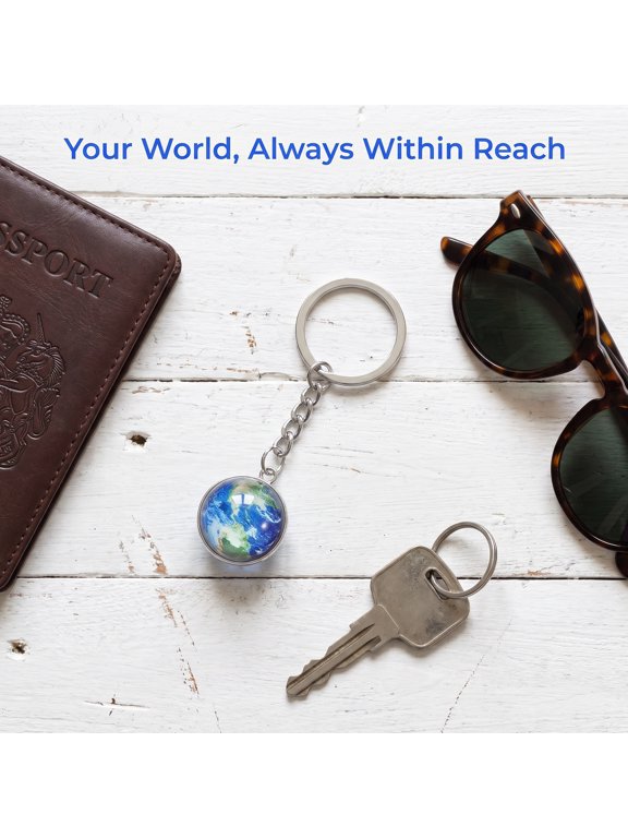 6Pcs Luminous Key Holders Double Sided Crystal Globe Keychain for Decorative Purpose