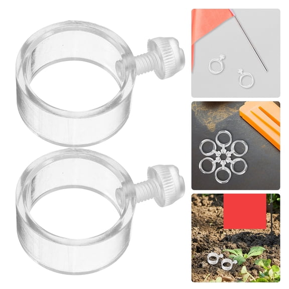 FOMIYES 6Pcs Plated Silver Plastic Flagpole Mounting Brackets Reusable Flagpole Rings