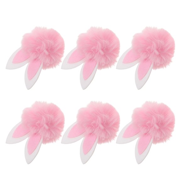 FOMIYES 6Pcs Plush Bunny Garland Accessory Pink Pom Pom Ball with Rabbit Ears for Easter Decor