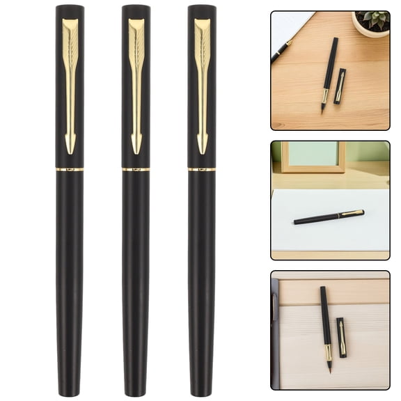 FOMIYES 6Pcs Portable Calligraphy Brush Pen Black Refillable Ink Fountain Pen for Writing and Hand Lettering