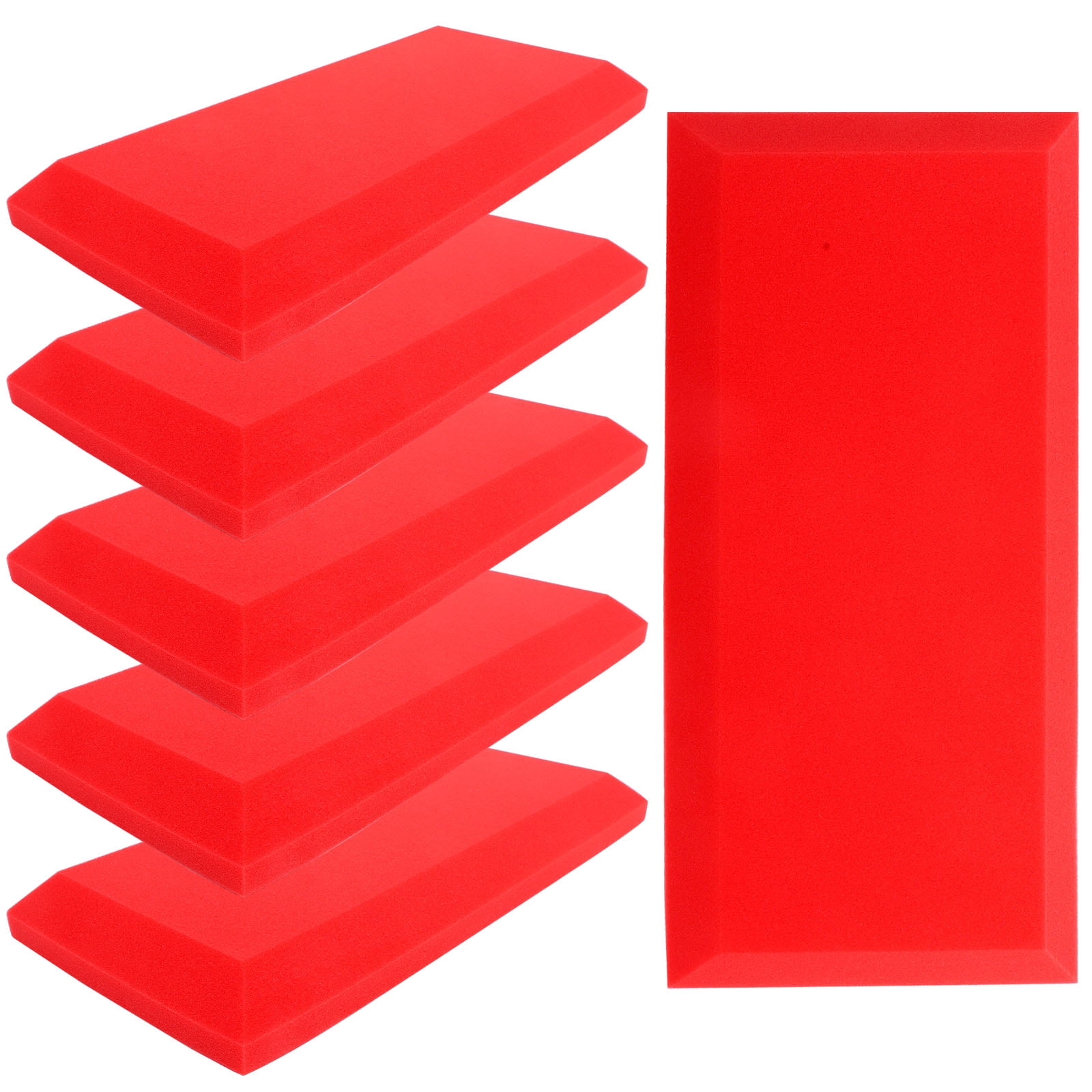 FOMIYES 6Pcs Red Acoustical Wall Panels for Sound Absorption Home .65x9.82x1.97in