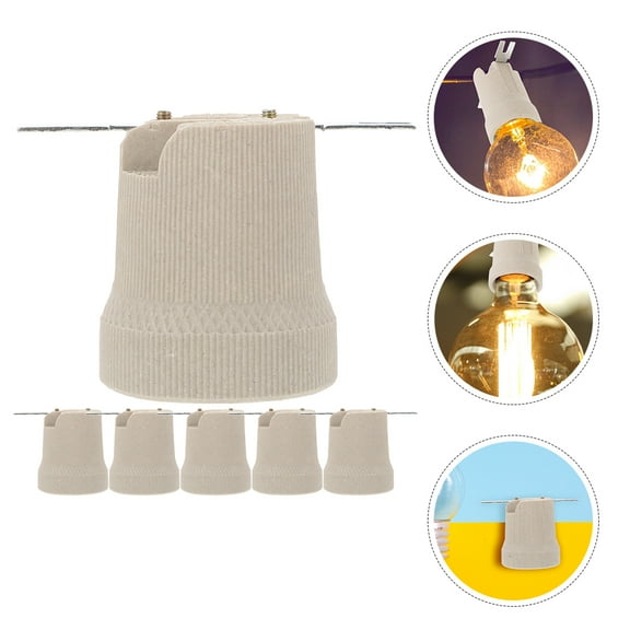FOMIYES 6Pcs Round E27 Ceramic Bulb Base For Retro Pendant Light