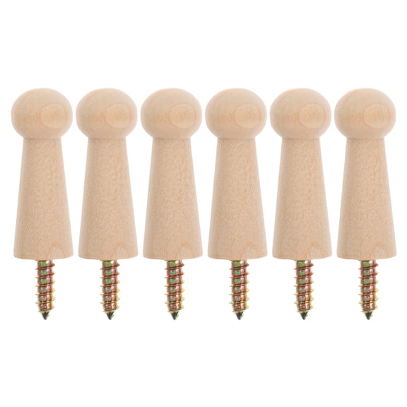 FOMIYES Yellow Wood Pegs with Screws for Hanging Towels Coats Hats 6 Pieces