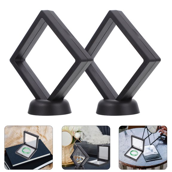 FOMIYES 6Sets Floating Ring Display Rack Black ABS Material with Oxidation Proof Carrying Storage
