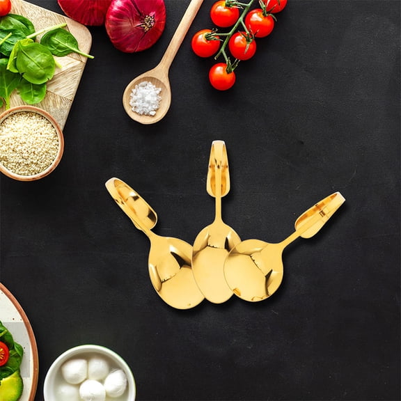 FOMIYES 6Pcs Creative Design Golden Stainless Steel Buffet Serving Spoons for Seafood and Sushi