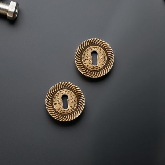 FOMIYES 8Pcs Decorative Keyhole Cover Plate Light Brown Metal with Vintage Cabinet Door Hardware