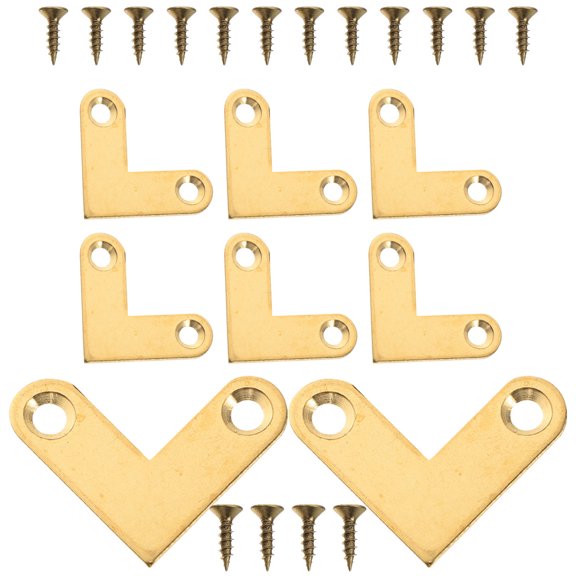 FOMIYES 8Pcs Copper Craftsmanship L Shaped Brackets for Furniture Corner Reinforcement Home Use