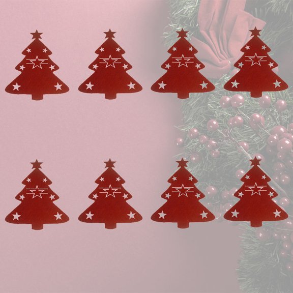 FOMIYES 8Pcs Red Christmas Tree Cutlery Cover and Fork Bags Nonwoven Fabric for Dinner Party Enthusiasts