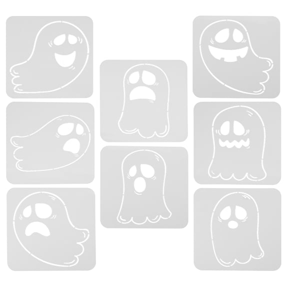 FOMIYES 8-Piece Ghost Stencil Template for Painting, Spraying, Wall Art, Craft Projects, Reusable Decor