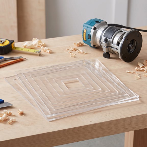 FOMIYES Clear Acrylic Square Woodworking Template Inlay Guide 9-Piece Set