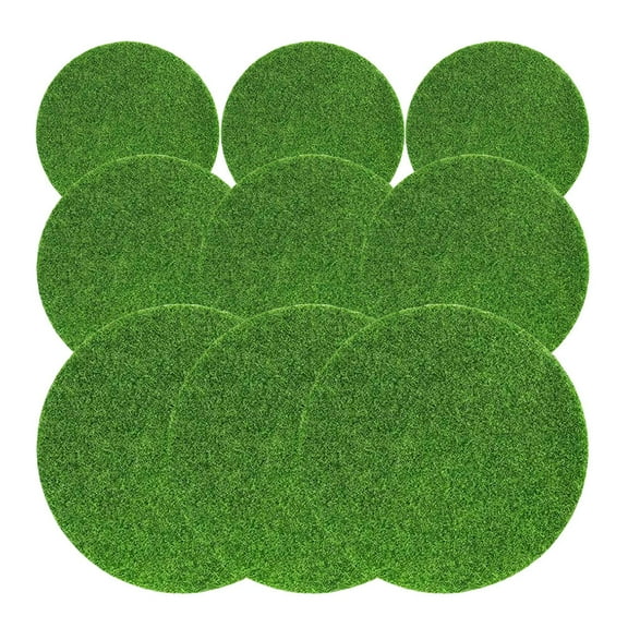 FOMIYES 9Pcs Simulation Artificial Moss Mat Green Round for Craft Enthusiasts Indoor Decoration 15in Diameter