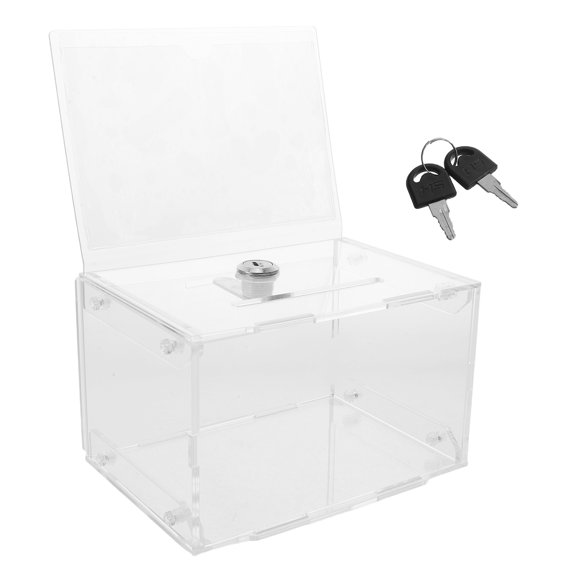FOMIYES Acrylic Voting Box with Lock and Transparent Design for Donation and Collection