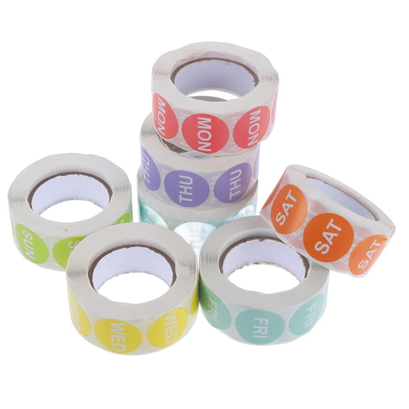 FOMIYES Weekday Labels Colorful Adhesive Stickers Date Markers 7 Rolls