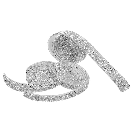 FOMIYES Plated Silver Rhinestone Tape with Self Adhesive Backing for Craft Projects