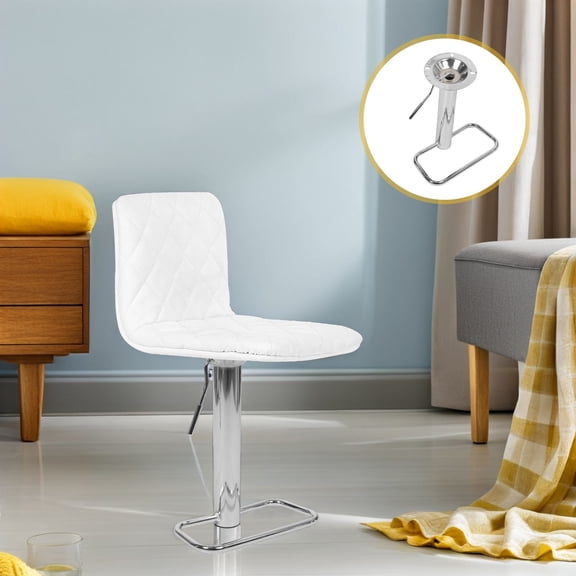 FOMIYES Adjustable Height Plated Silver Bar Stool Lift Column and Footrest Ring for Home and Restaurant Seating