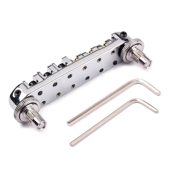 FOMIYES Adjustable Roller Saddle Locking Bridge Plated Silver Guitar Tremolo Tailpiece Part