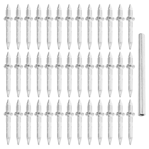 FOMIYES Alasum 1Set Double Head Nails Plated Silver with Sleeve Suitable for Baseboard and Wall Fastening