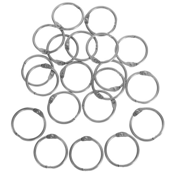 FOMIYES Alasum 20Pcs Plated Silver Loose Leaf Binder Rings for Paper Binding with Convenient Open Close Design