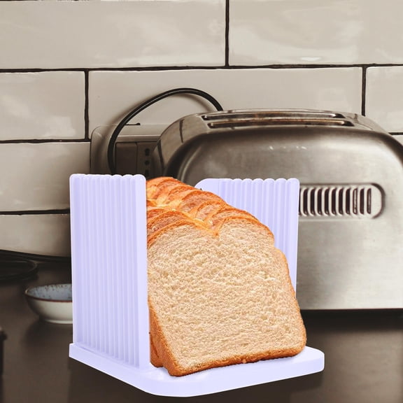 FOMIYES Alasum Kitchen Bread Slicer Tool in Purple ABS Plastic with Finger Protection for Home Use