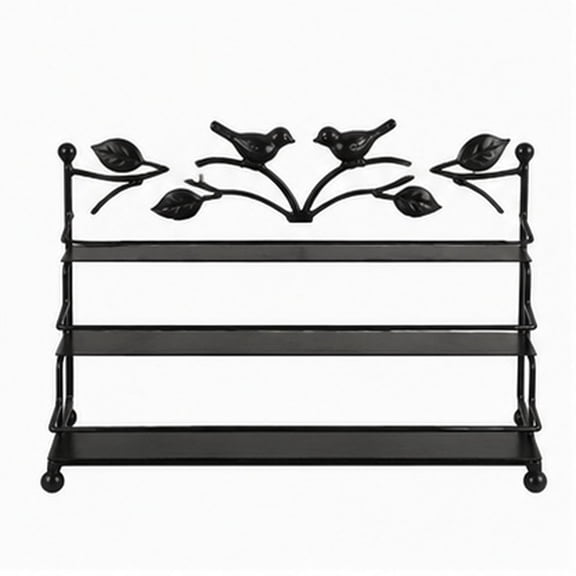 FOMIYES Stylish Black Bathroom Vanity Rack with Open Shelves for Organized Cosmetic and Toiletry Storage