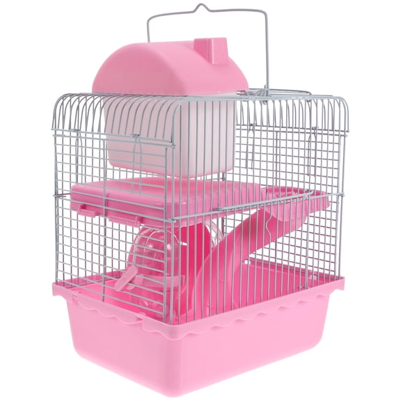 FOMIYES Alasum Pink Double Layer Pet Activity Hut for Hamsters Hedgehogs and Small Pets with Sturdy Build