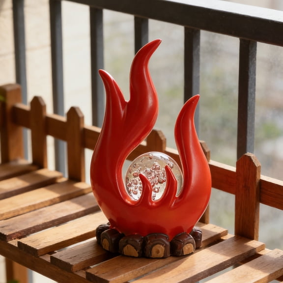 FOMIYES Resin Flame Decor, Realistic Fire Accent for Home and Office, Red