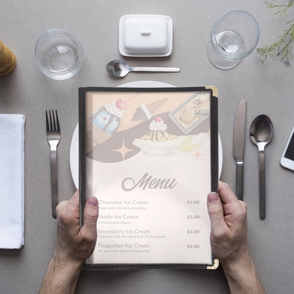 FOMIYES Clear PVC Menu Cover for Restaurant Supply with Easy Page Insertion and Customer Friendly Browsing