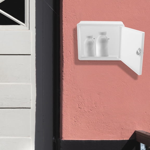FOMIYES Alasum Wall Mounted Milk Box with Lock White Plastic Durable Storage Container for Home Or Garden