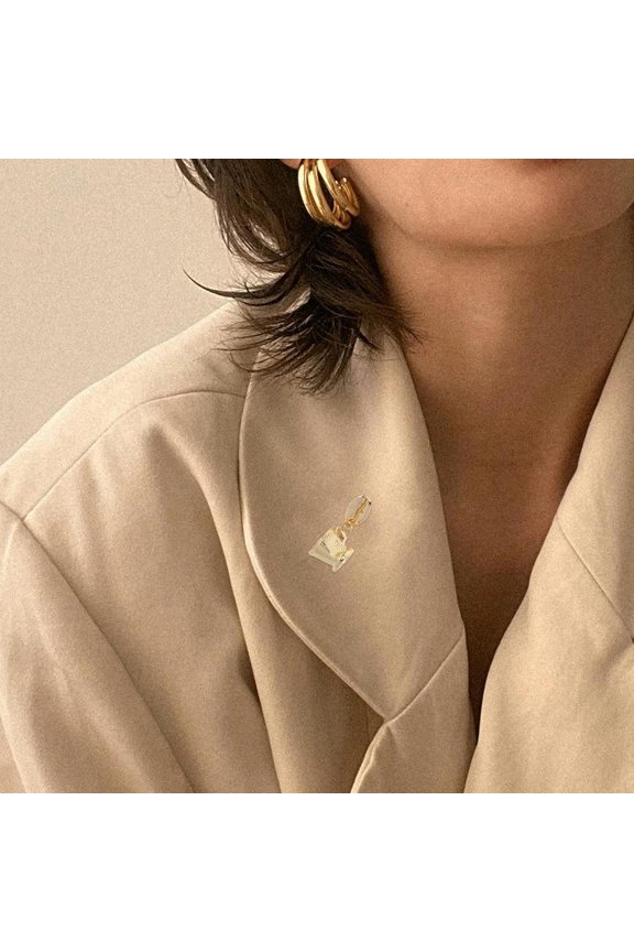 Alloy Coffee Cup Brooch Pin Golden 3D Design for Decor and Accessories