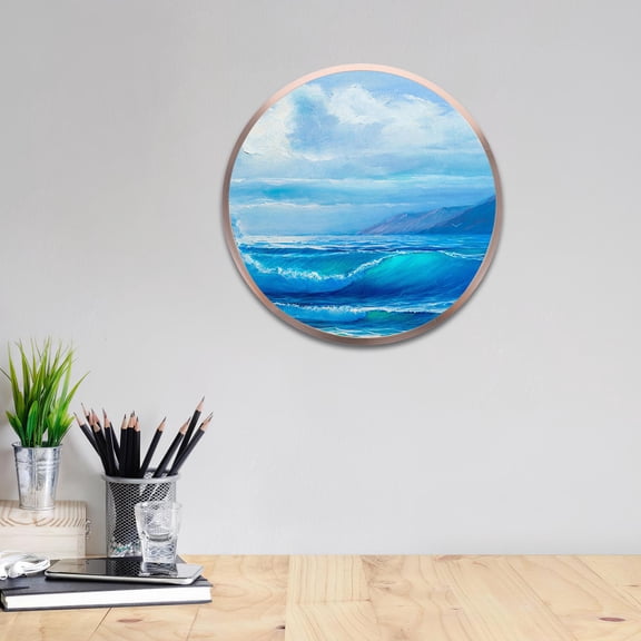 FOMIYES Aluminum Alloy Circular Wall Frame in Plated Gold with Modern Seamless Design and Mounting Kit