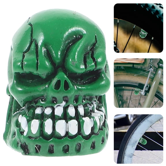 FOMIYES 4Pcs Green Novelty Skull Valve Stem Caps Replacement Car and Bike Tire Accessories