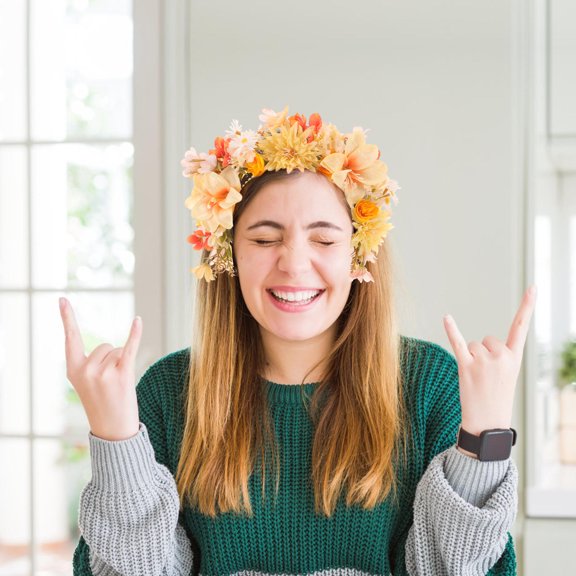 FOMIYES Flower Crown Headband, Multi-Color, Fabric and Plastic, Elegant Decor Accessory