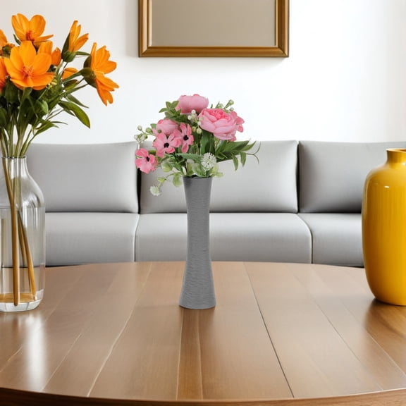 FOMIYES Artistic Grey Ceramic Vase Tall Cone Shape for Living Room Table Decor