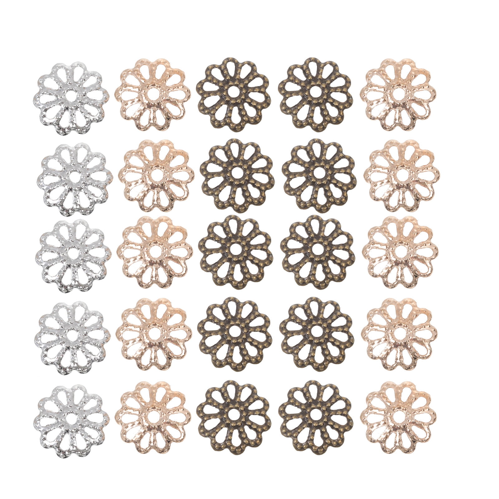 FOMIYES Assorted Color Metal Beads Caps For Jewelry Making Flower Hollow Out Spacer Beads 400Pcs