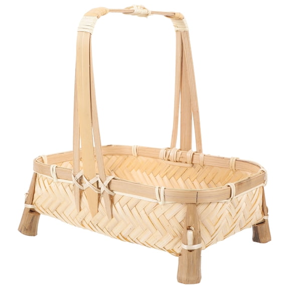FOMIYES Bamboo Handwoven Basket Beige for Storage, Flowers, Fruits, and Snacks