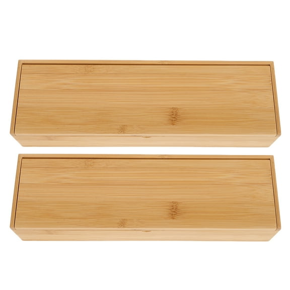 FOMIYES Bamboo Organizer Box Rectangular Cutlery Holder For Countertop 11.8x3.5x2.4in 2Pcs Elegant Craftsmanship
