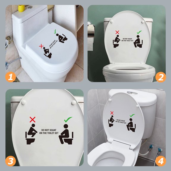 FOMIYES Black PVC Bathroom Wall Stickers Warning Signs, Easy to Apply and Remove for Toilet and Washroom Decor