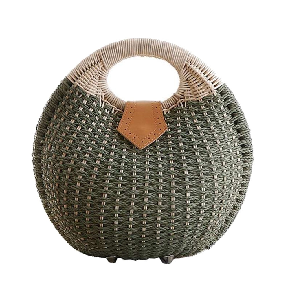 FOMIYES Beautiful Green Rattan Handbag with Straw Material for Storage ...