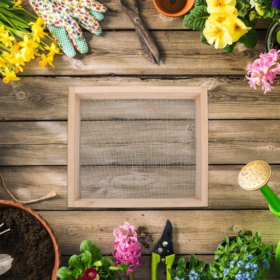 FOMIYES Beige Soil Sieve with Heavy Duty Soil Sifter Build and Efficient Screening for Autumn Garden Cleanup
